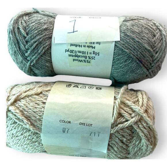 2 Skeins Elsebeth Lavold EUCOOL & TWICE TWEED Wool Yarn 🧶 Grey & Beige - Picture 5 of 5